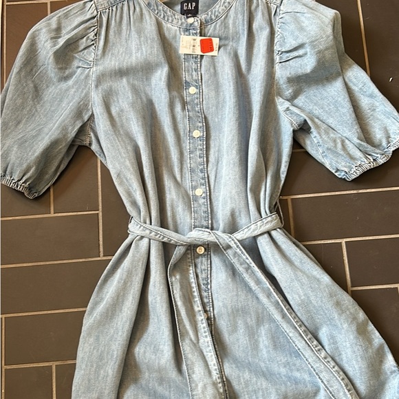 GAP Puff Sleeve Denim Shirt Dress - Picture 2 of 4